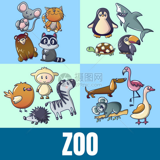 卡通风格动物园插画图片