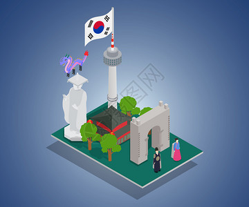 韩国旅游景点效果图图片