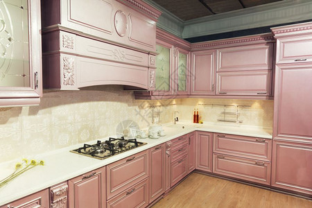 粉色的自定制厨房背景图片