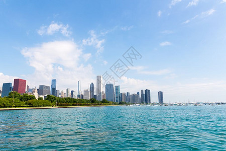 芝加哥城市的景色夏季日图片
