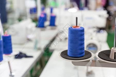 蓝线缝合纫织物纺制造服装业工厂针线蓝合图片
