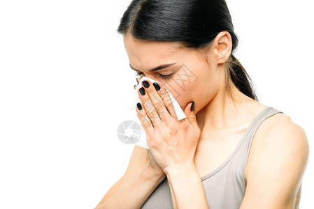 流鼻涕鼻涕疼痛妇女图片