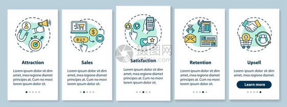 电子商业提示通过5步图形指示ui矢量模板配有rgb彩色插图图片