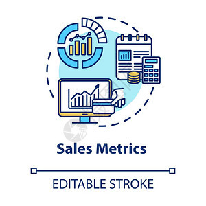 统计分析营销研究商业利润率设想细线插图矢量孤立大纲rgb彩色图画图片