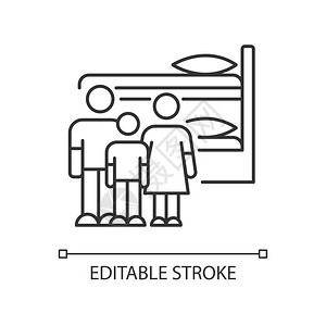 家庭宿舍像素完美的线图标共享宿舍同卧室床铺招待所细线可定制的插图轮廓符号矢量孤立的轮廓图画可编辑中风图片
