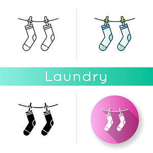 洗衣服户外干燥袜子挂在衣服上干净洗线黑色和紫颜样式图片
