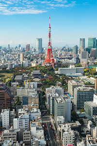 东京塔日本城东京市天际线日本著名的旅游目地日本中心商业区东京市中心大楼和塔台图片