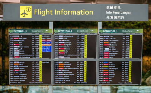 机场飞行信息板显示航班图片
