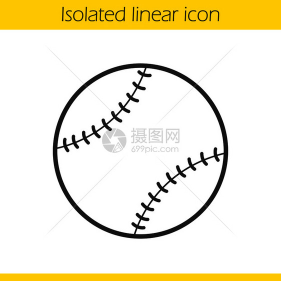 球线图标运动设备垒球薄线图示轮廓符号矢量孤立轮廓图画棒球线图标图片