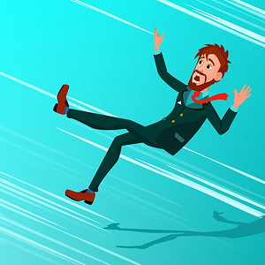 生意人跌落向下生意人跌倒破产经济危机生意人跌到底部债务负担格说明