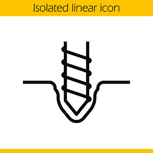 线钻井图示薄线旋转采矿钻井比特轮廓符号矢量孤立的轮廓图画钻井线标图片