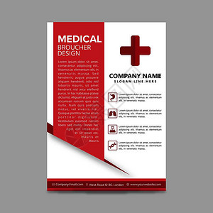红色医疗传单布局模板小册子背景封面传单4A尺寸业务矢量设计图片
