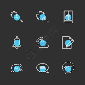 社交媒体智能电话手机互联网聊天信息搜索存储时钟云相机警报图标矢量设计公寓收藏风格创意图片