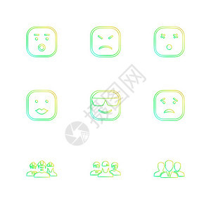 emoji表情微笑快乐悲伤哭泣笑raomntic爱愤怒困惑英俊紧张善良图标矢量设计公寓收藏风格创意背景图片