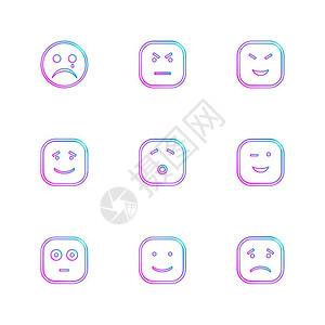 emoji表情微笑快乐悲伤哭泣笑raomntic爱愤怒困惑英俊紧张善良图标矢量设计公寓收藏风格创意图片