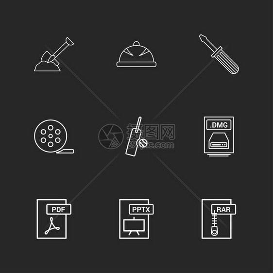 spadehlmt螺旋驱动器电影滚板球蝙蝠dmg苹果文件ra压缩文件pdfhotsptxer图标矢量设计平板收藏风格创意图片