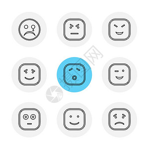 emoji表情微笑快乐悲伤哭泣笑raomntic爱愤怒困惑英俊紧张善良图标矢量设计公寓收藏风格创意图片