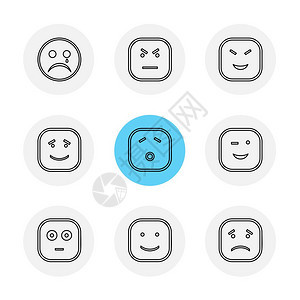 emoji表情微笑快乐悲伤哭泣笑raomntic爱愤怒困惑英俊紧张善良图标矢量设计公寓收藏风格创意图片