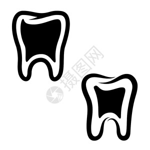 白色背景上隔离的一组牙印图标徽章符号的设计元素矢量图示图片