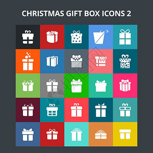 用于网络设计和应用程序界面的圣诞礼品箱图标也可用于信息图矢量插画