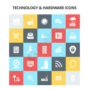 用于网络设计和应用程序界面的技术和硬件图标对信息也有用图片