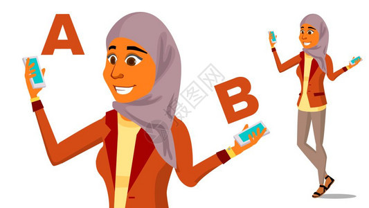 阿拉伯女与b矢量比较好主意带有平衡博客评论比较和选择孤立的漫画插图阿拉伯女与b矢量比较好主意带有平衡的博客评论比较和选择孤立的平图片