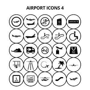 用于网络设计和应用程序界面的机场图标也可用于信息图矢量图片