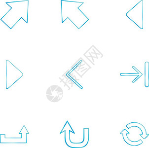 播放字箭头方向左右指针下载上播放暂停字倒带图标矢量设计平坦收藏风格创意图片