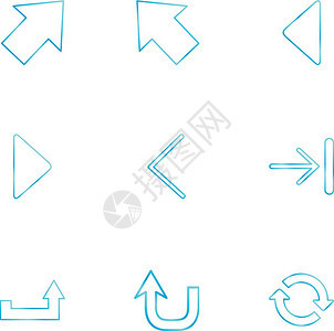 播放字箭头方向左右指针下载上播放暂停字倒带图标矢量设计平坦收藏风格创意图片