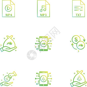 mp4音频3视tx加密货币美元安全icon矢量设计公寓收藏风格创意图标图片