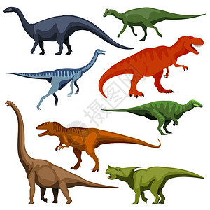 卡通恐龙爬行动物病媒一套彩色卡通恐龙史前掠食的插图图片