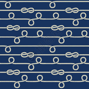 带环绳的背景说明海绳和结的矢量无缝模式图片
