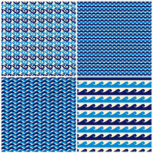 一套矢量蓝波无缝模式收集海背景图解一套矢量蓝波无缝模式图片
