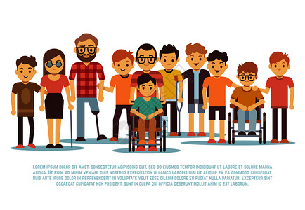 残疾儿童各类学生使用轮椅矢量组各类残疾人群体容忍度说明图片