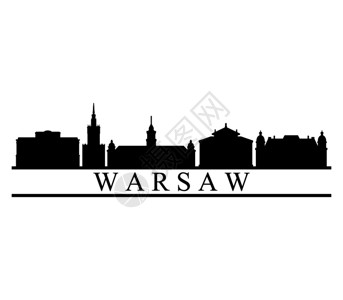 波兰首都波兰城市剪影设计图片