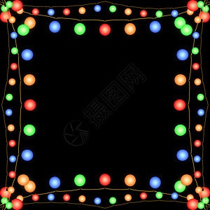 在黑色上方闪亮的园艺矢量框架显示节日的装饰亮园艺矢量框架黑色图片