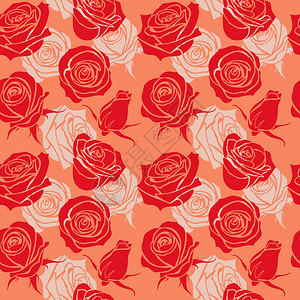 以玫瑰为无缝模式古老的爱抽象矢量背景粉红的玫瑰鲜花的插图古老爱抽象矢量背景图片