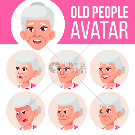 各种手势表情的老年人图片