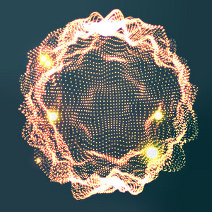 发光的抽象球体矢量网络声波未来振动元素插图网络音乐波数字飞溅图片