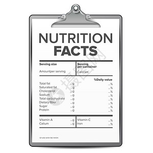 健康的饮食补充说明营养事实矢量空白模板饮食卡路里清单框指南成分卡路里说明图片