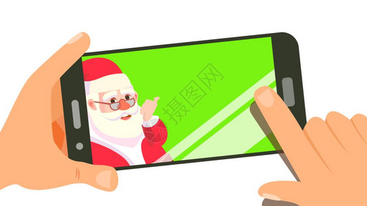 智能手机配有矢量快乐的圣诞节和新年社会技术应用程序孤立的插图可爱矢量智能电话购物的概念可爱矢量智能手机孤立的插图图片