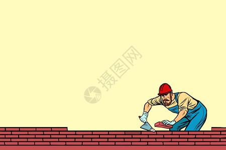 泥结石贴图建筑者在下面铺砖流行艺术回放矢量说明古老的董包建筑者在
