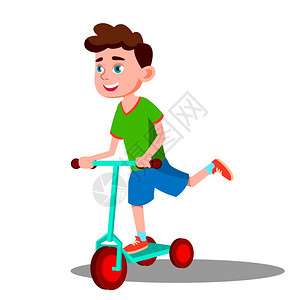 小孩 滑板车骑滑板车的小男孩插画