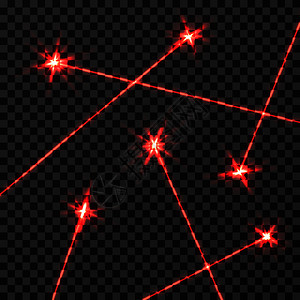 红色激光束矢量效应在透明检查背景上隔离红色光束射线说明技术光束线效应图片