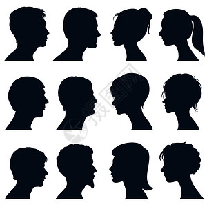 人类头部的光影显示的侧面头男人和女面对光谱矢量的影图片