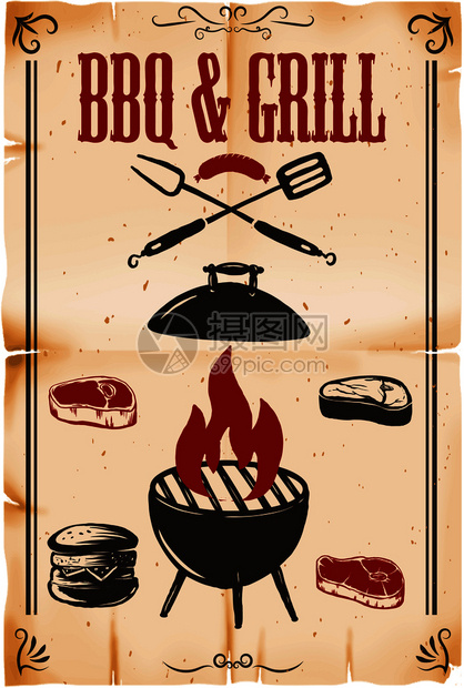 bqgrea海报模板有格伦背景上的插图卡片横幅传单餐馆菜的设计元素矢量图像图片
