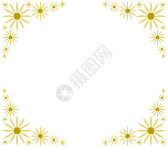 黄色野花花边矢量图图片