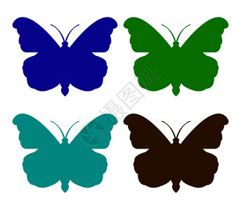 各种颜色蝴蝶剪影图片