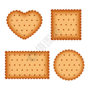 过年吃的卡通饼干吃糕点早餐饼干矢量一套糕点饼干圆形和心饼干的插图