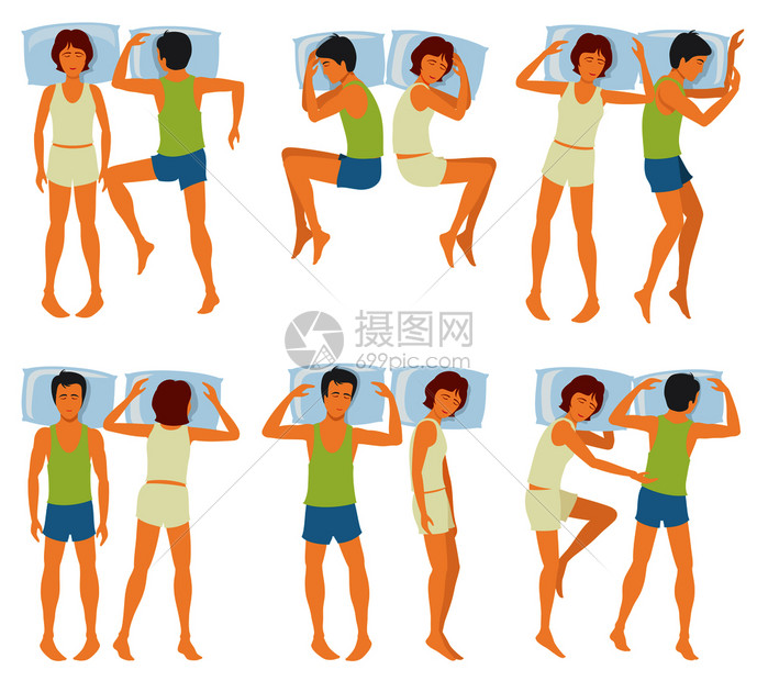 睡的情侣男女做睡的模样男女做梦睡觉夫妇在收集床上病媒时做睡的姿势